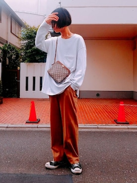 「アイテム（スラックス）」を使った、koki wakiyamaさん（メンズ・167cm・10代）の秋コーディネート