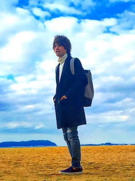 「H&M（エイチ・アンド・エム）のアイテム（バックパック/リュック）」を使った、しぃさん（メンズ・165cm）の冬コーディネート