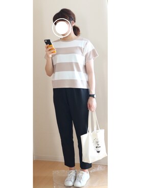 「SENSE OF PLACE by URBAN RESEARCH（センスオブプレイスバイアーバンリサーチ）のアイテム（Tシャツ/カットソー、ホワイト系）」を使った、みっきーさん（レディース・163cm）の夏コーディネート