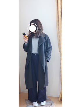 「KBF（ケイビーエフ）のアイテム（ピーコート）」を使った、みっきーさん（レディース・163cm）の冬コーディネート
