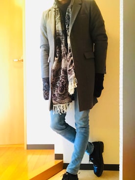 「Dr. Martens（ドクターマーチン）のアイテム（モカシン/デッキシューズ）」を使った、MASAさん（メンズ・175cm）の冬コーディネート