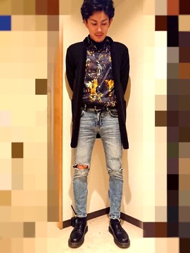 「Dr. Martens（ドクターマーチン）のアイテム（モカシン/デッキシューズ）」を使った、MASAさん（メンズ・175cm）の冬コーディネート