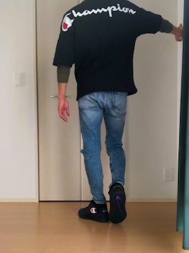 「Champion（チャンピオン）のアイテム（スニーカー）」を使った、MASAさん（メンズ・175cm）の春コーディネート
