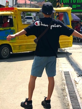 「Champion（チャンピオン）のアイテム（スニーカー）」を使った、MASAさん（メンズ・175cm）の春コーディネート