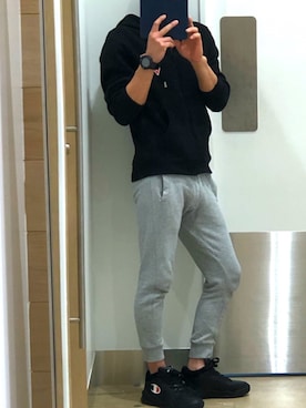 「Champion（チャンピオン）のアイテム（スニーカー）」を使った、MASAさん（メンズ・175cm）の春コーディネート