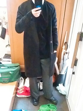 「CASPER JOHN AIVER（キャスパージョンアイバー）のアイテム（チェスターコート）」を使った、TATSUさん（メンズ・168cm）の秋コーディネート