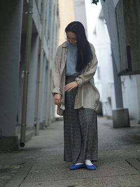 「VINTAGE（ヴィンテージ）のアイテム（バレエシューズ）」を使った、a キヨさん（レディース・160cm）の春コーディネート