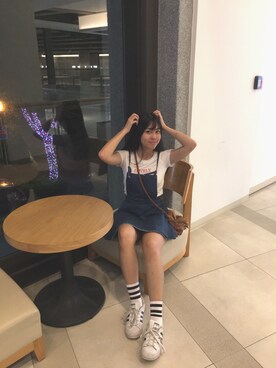 「5（ファイブ）のアイテム（オールインワン・サロペット）」を使った、魚さん（レディース・161cm）の夏コーディネート