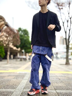 「アイテム（オールインワン・サロペット、パープル系）」を使った、nuno0604さん（メンズ・174cm）の冬コーディネート