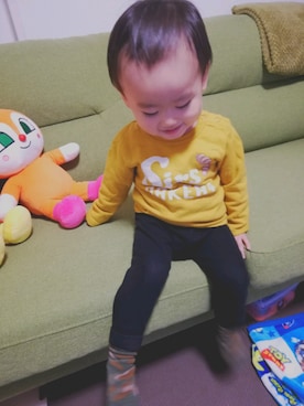 「アイテム（肌着、グレー系）」を使った、chiropさん（キッズ・80cm）の秋コーディネート