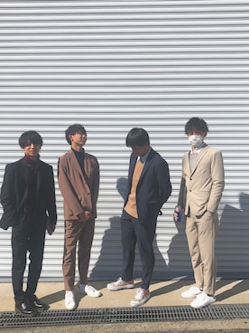「GUコーデ」｜「アイテム（セットアップ）」を使った、まきおさん（メンズ・180cm）の春コーディネート