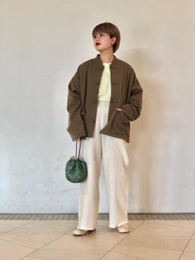「info. BEAUTY&YOUTH（インフォビューティアンドユース）のアイテム（その他アウター）」を使った、大久保さん（レディース・158cm）の秋コーディネート