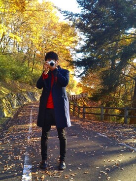 「ADAM ET ROPE'（アダムエロペ）のアイテム（チェスターコート）」を使った、Omi.さん（メンズ・181cm）の冬コーディネート