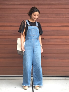 「ラメ」｜「アイテム（オールインワン・サロペット）」を使った、tabaさん（レディース・158cm）の夏コーディネート