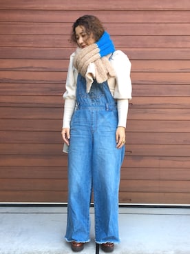 「179/WG（イチナナキュウダブルジー）のアイテム（サロペット/オーバーオール）」を使った、tabaさん（レディース・158cm）の秋コーディネート