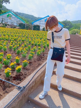 「PRADA（プラダ）のPrada - ファスナー ショルダーバッグ - men - ナイロン - ワンサイズ（ショルダーバッグ）」を使った、aaa!さん（レディース・158cm）の春コーディネート