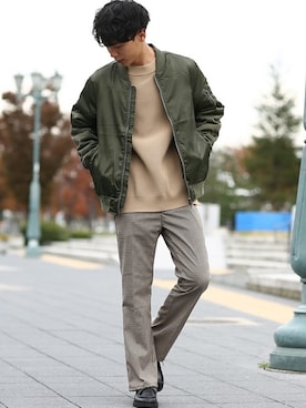 「improves（インプローブス）のアイテム（MA-1）」を使った、improves_officialさん（メンズ・178cm）の冬コーディネート