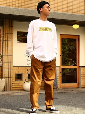 「improves（インプローブス）のアイテム（チノパンツ）」を使った、improves_officialさん（メンズ・178cm）の春コーディネート
