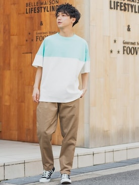 「improves（インプローブス）のアイテム（チノパンツ）」を使った、improves_officialさん（メンズ・178cm）の春コーディネート