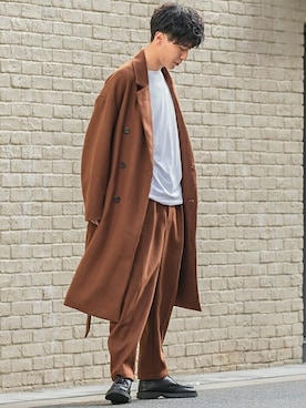 「improves（インプローブス）のアイテム（トレンチコート）」を使った、improves_officialさん（メンズ・178cm）の冬コーディネート