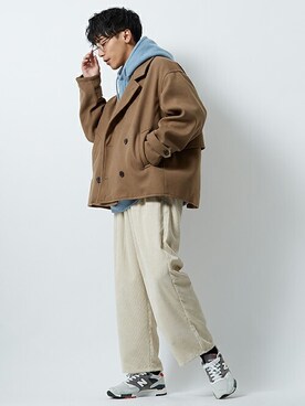 「improves（インプローブス）のアイテム（ピーコート）」を使った、improves_officialさん（メンズ・178cm）の冬コーディネート