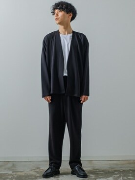 「improves（インプローブス）のアイテム（ノーカラージャケット）」を使った、improves_officialさん（メンズ・178cm）の冬コーディネート