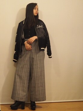 「moussy」｜「アイテム（スタジャン）」を使った、k o t oさん（レディース・160cm）の秋コーディネート