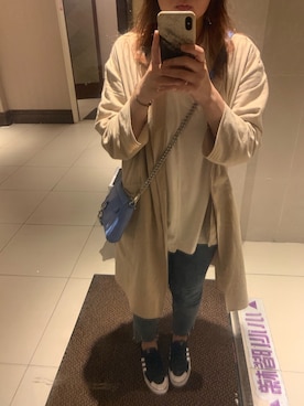 「no brand（ノーブランド）のアイテム（ピーコート）」を使った、chiaさん（レディース・167cm）の秋コーディネート