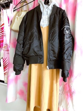 「MOUSSY（マウジー）のアイテム（MA-1）」を使った、yummy0022さん（レディース・160cm）の冬コーディネート