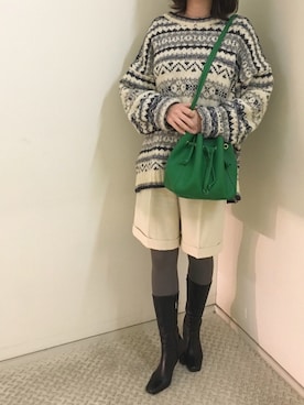 「STRAWBERRY-FIELDS（ストロベリーフィールズ）のアイテム（シューズ）」を使った、myu-Ⅱさん（レディース・169cm）の冬コーディネート