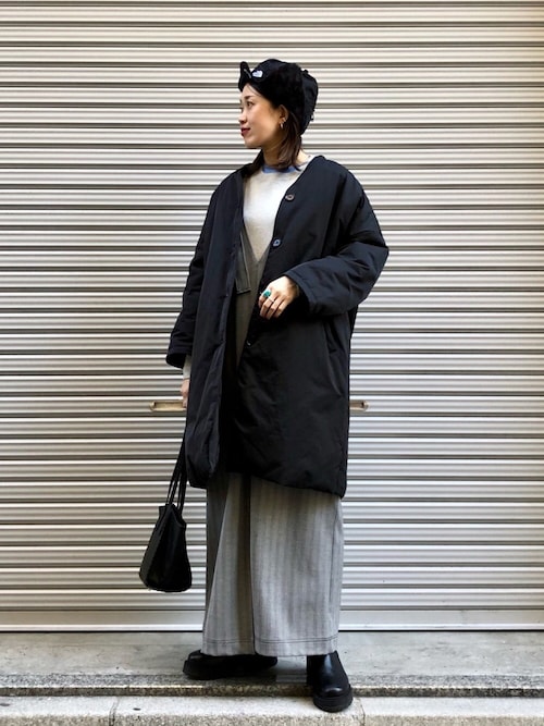 チャオパニック Aラインノーカラーダウンコート　ブラック　ciaopanic チャオパニック Aラインノーカラーダウンコート ブラック