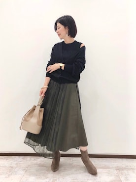 「コラボ」｜「アイテム（アンサンブル）」を使った、manami00716さん（レディース・155cm）の秋コーディネート