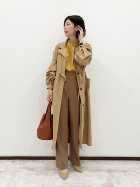 「ベージュパンツ」｜「アイテム（その他アウター）」を使った、manami00716さん（レディース・155cm）の秋コーディネート