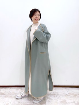 「andemiu」｜「アイテム（ノーカラーコート）」を使った、manami00716さん（レディース・155cm）の冬コーディネート