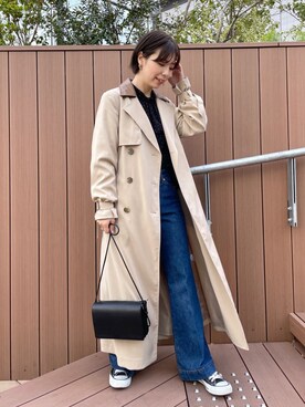 「andemiu」｜「アイテム（トレンチコート）」を使った、manami00716さん（レディース・155cm）の春コーディネート