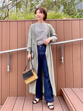 「andemiu」｜「アイテム（ノーカラーコート）」を使った、manami00716さん（レディース・155cm）の春コーディネート