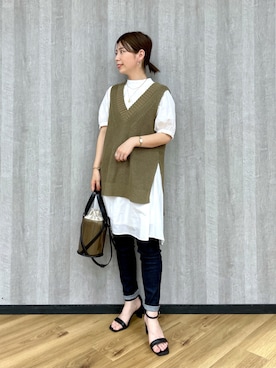 「Andemiu（アンデミュウ）のクリアトートバッグ940559（ショルダーバッグ）」を使った、manami00716さん（レディース・155cm）の春コーディネート