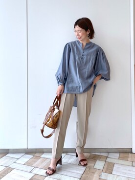 「Andemiu（アンデミュウ）のクリアトートバッグ940559（ショルダーバッグ）」を使った、manami00716さん（レディース・155cm）の春コーディネート