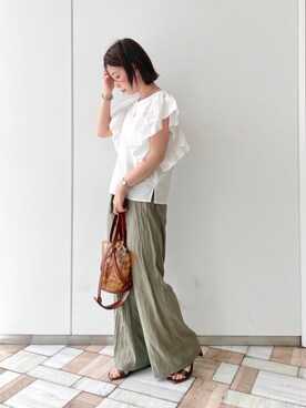 「Andemiu（アンデミュウ）のクリアトートバッグ940559（ショルダーバッグ）」を使った、manami00716さん（レディース・155cm）の夏コーディネート