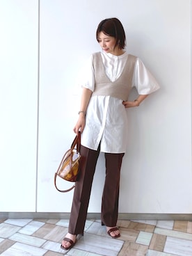 「Andemiu（アンデミュウ）のクリアトートバッグ940559（ショルダーバッグ）」を使った、manami00716さん（レディース・155cm）の夏コーディネート