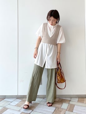 「andemiu」｜「アイテム（チュニック）」を使った、manami00716さん（レディース・155cm）の夏コーディネート