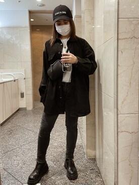 「ANELA TOKYOのアイテム（キャップ、ブラック系）」を使った、Kurumiさん（レディース・150cm）の春コーディネート