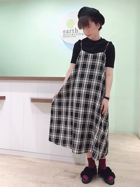 「リブニット」｜「アイテム（ハンチング/ベレー帽）」を使った、ゆりまる*さん（レディース・160cm）の夏コーディネート