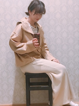 「ワッフル」｜「アイテム（マウンテンパーカー）」を使った、ゆりまる*さん（レディース・160cm）の春コーディネート