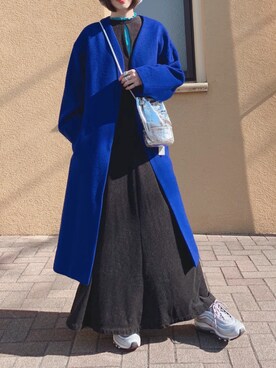 ワンピース ドレスを使った 青コート の人気ファッションコーディネート Wear