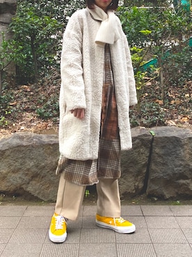 「アイテム（シャツワンピース）」を使った、m.tさん（レディース・157cm・20代）の冬コーディネート