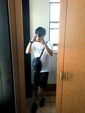 「agnes b.（アニエスベー）のS137 TS（Tシャツ/カットソー、ホワイト系）」を使った、スノミーさん（メンズ・170cm）の夏コーディネート