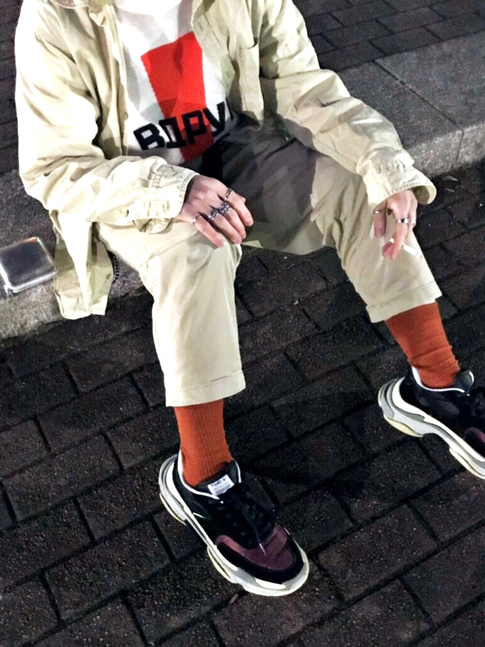 「COMME des GARCONS、gosharubchinskiy、balenciaga triple s、autumn、autumnfashion、casual、ootd、ootdfashion」｜「BALENCIAGAのアイテム（スニーカー、その他）」を使った、Юутаさん（メンズ・170cm）の秋コーディネートの1枚目の写真