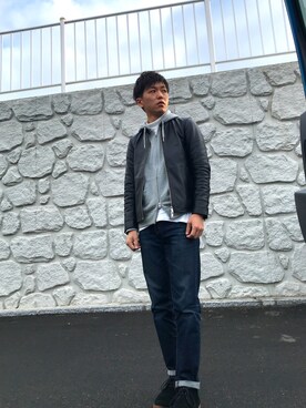 「アイテム（ライダースジャケット）」を使った、ルークさん（メンズ・170cm・20代）の冬コーディネート