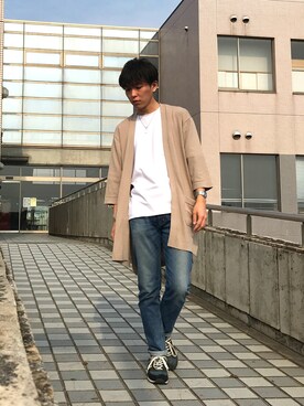 「ロングカーディガン」｜ルークさん（メンズ・170cm・20代）の春コーディネート